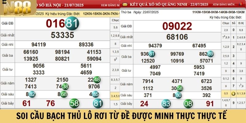 Soi cầu bạch thủ lô rơi từ đề được minh thực thực tế tại XSMB