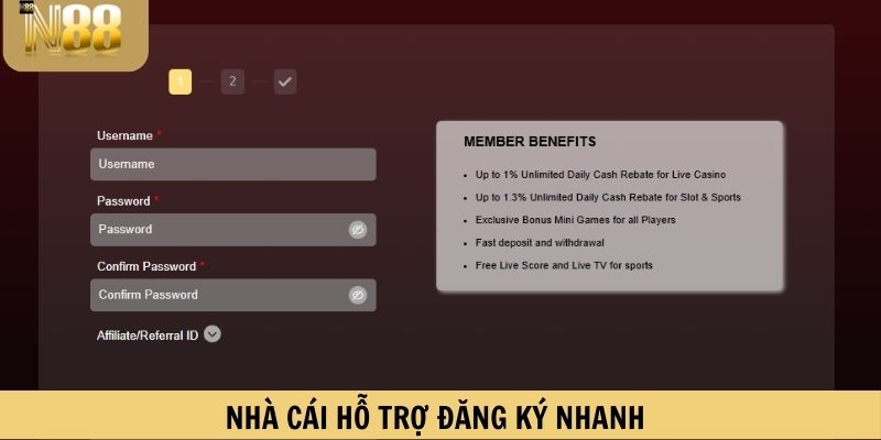 Nhà cái hỗ trợ đăng ký nhanh